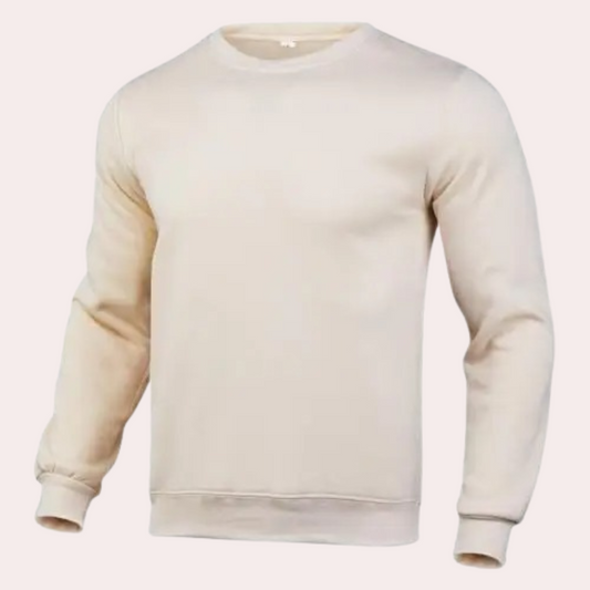 Herren-Sweatshirt | Rundhalsausschnitt | Pullover | Einfarbiges Sweatshirt | Herrenbekleidung-Aprikose-S-Chaps Herrenmode