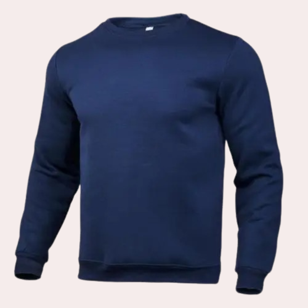 Herren-Sweatshirt | Rundhalsausschnitt | Pullover | Einfarbiges Sweatshirt | Herrenbekleidung-Marineblau-S-Chaps Herrenmode