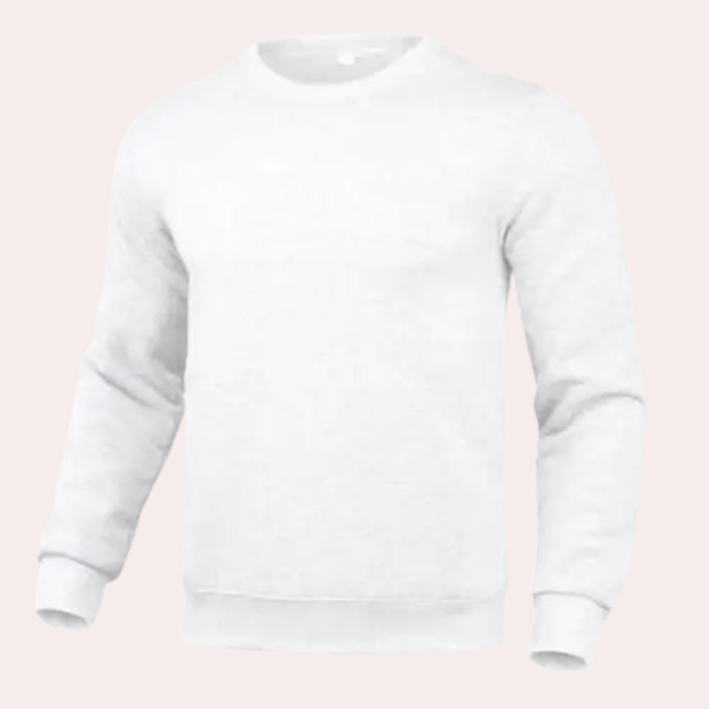 Herren-Sweatshirt | Rundhalsausschnitt | Pullover | Einfarbiges Sweatshirt | Herrenbekleidung-Weiß-S-Chaps Herrenmode