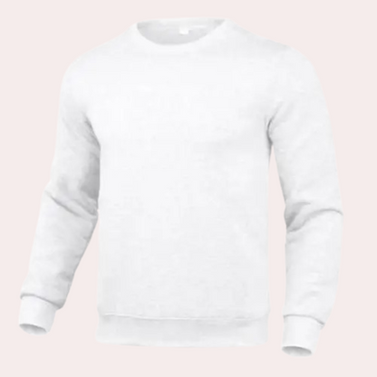Herren-Sweatshirt | Rundhalsausschnitt | Pullover | Einfarbiges Sweatshirt | Herrenbekleidung-Weiß-S-Chaps Herrenmode