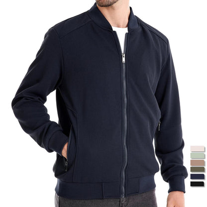 Herren Sweatshirt mit Reißverschluss - Lässige Bomber-Sweatshirt-Jacke mit Reißverschluss und Taschen-Chaps Herrenmode