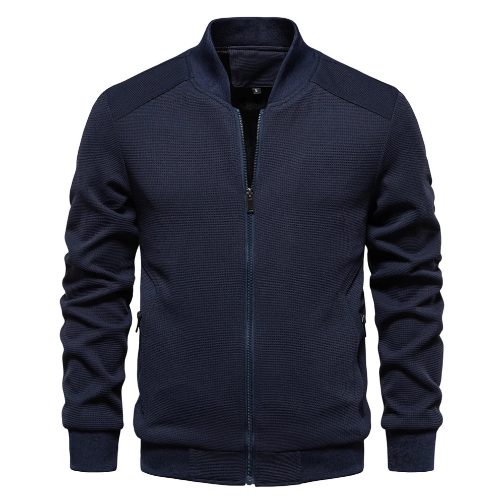 Herren Sweatshirt mit Reißverschluss - Lässige Bomber-Sweatshirt-Jacke mit Reißverschluss und Taschen-Chaps Herrenmode