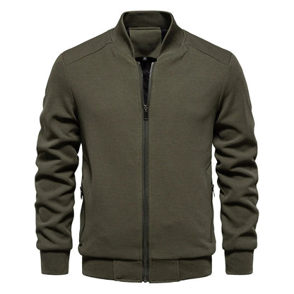 Herren Sweatshirt mit Reißverschluss - Lässige Bomber-Sweatshirt-Jacke mit Reißverschluss und Taschen-Grün-S-Chaps Herrenmode
