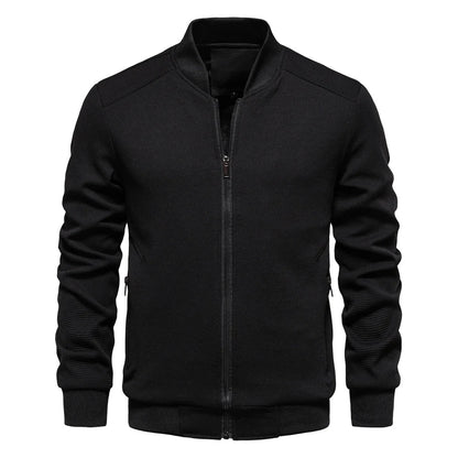 Herren Sweatshirt mit Reißverschluss - Lässige Bomber-Sweatshirt-Jacke mit Reißverschluss und Taschen-Schwarz-S-Chaps Herrenmode