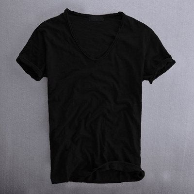 Herren-T-Shirt | Baumwolle | Leicht | T-Shirt mit V-Ausschnitt | Herrenbekleidung-Schwarz-XS-Chaps Herrenmode