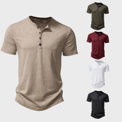 Herren T-Shirt - Knopfleiste - Leichtgewicht - Schlichtes T-Shirt - Herrenbekleidung-Chaps Herrenmode