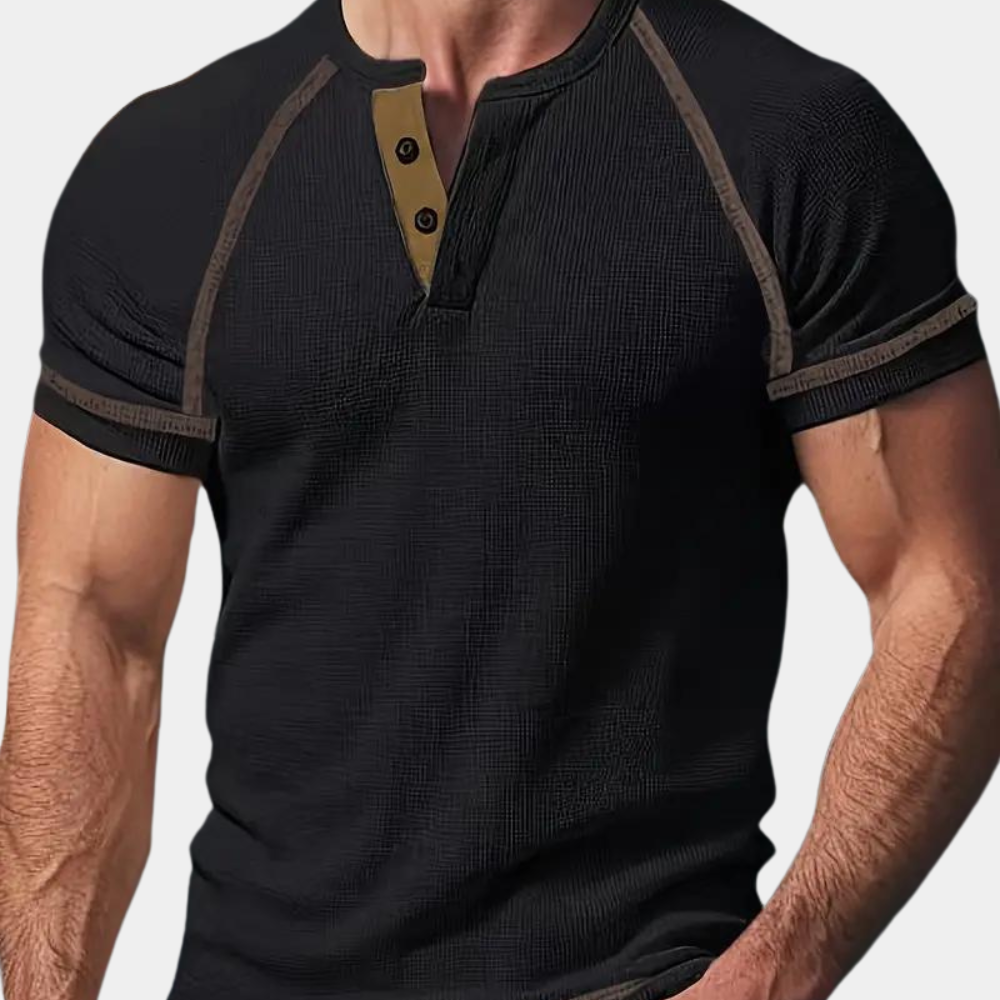 Herren-T-Shirt | Kurzarm | Atmungsaktiv | Sommershirt | Herrenbekleidung-Schwarz-S-Chaps Herrenmode