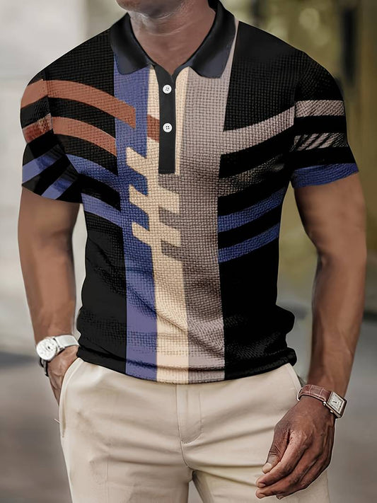 Herren-T-Shirt | Kurzarm | Umlegekragen | Halbgeknöpftes Hemd | Herrenhemd-1-S-Chaps Herrenmode