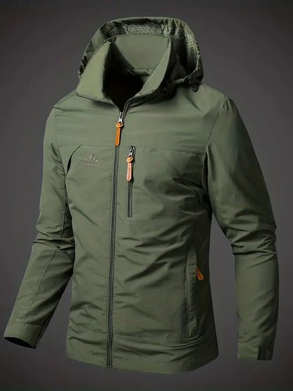 Herren-Windjacke – mit Kapuze – Outdoor – wasserdichte Jacke – Windjacke-Armeegrün-S-Chaps Herrenmode