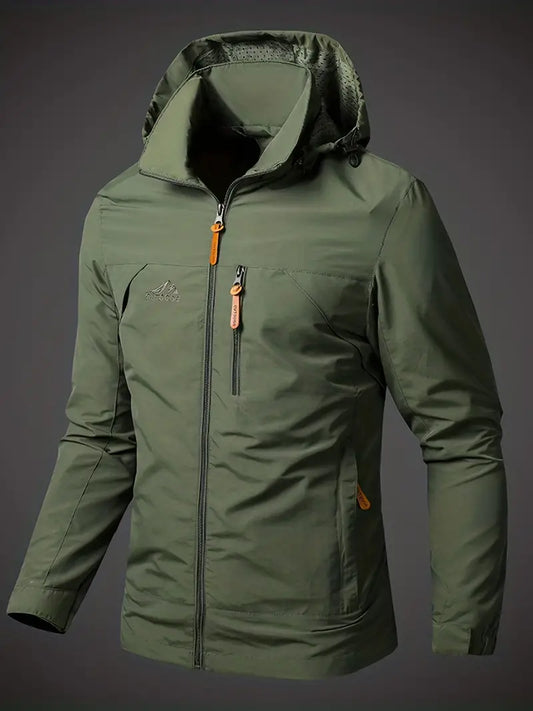 Herren-Windjacke – mit Kapuze – Outdoor – wasserdichte Jacke – Windjacke-Armeegrün-S-Chaps Herrenmode