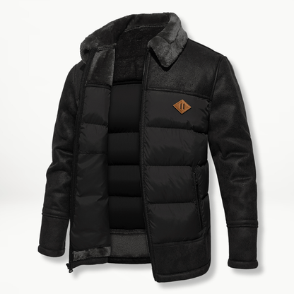 Herren Winterjacke | Gefüttert | Pelzkragen | Pufferjacke | Daunenjacke-Chaps Herrenmode