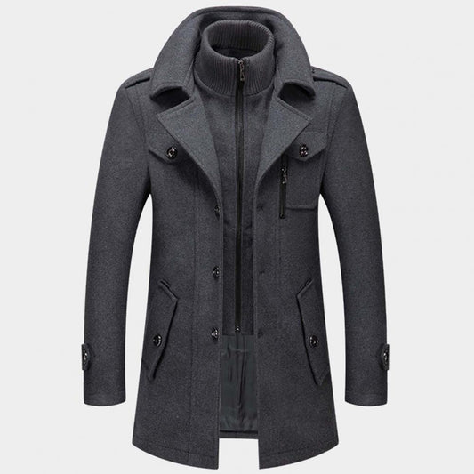Herren Wollmantel | Einreihig | Zip-Up | Wollmantel | Herren Winterjacken-Grau-M-Chaps Herrenmode