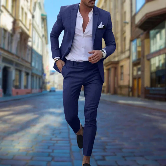 Herrenanzug | Maßgeschneidert | Zweiteiler | Slim-Fit-Anzug | Hochzeitsanzüge für Herren-Dunkelblau-M-Chaps Herrenmode