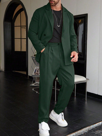 Herrenanzug | Relaxed Fit | Bundfaltenhosen | Blazer und Hosenset | Zweiteiliges Set für Herren-Grün-XS-Chaps Herrenmode