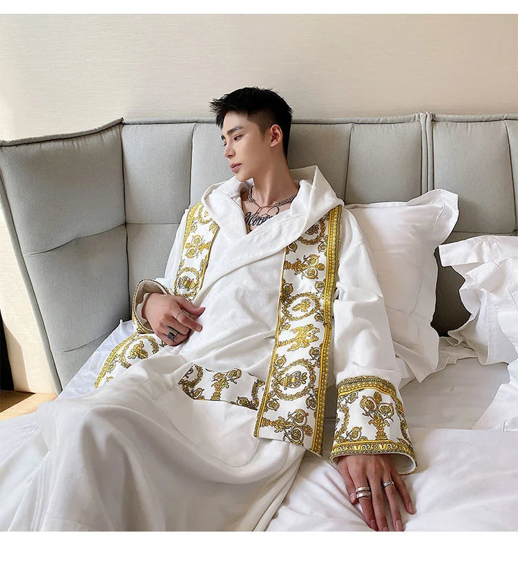 Herrenbademantel – mit Kapuze – aus Samt – Luxusbademantel – Bademantel mit Handtuch-Chaps Herrenmode