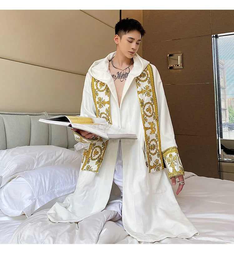 Herrenbademantel – mit Kapuze – aus Samt – Luxusbademantel – Bademantel mit Handtuch-Chaps Herrenmode