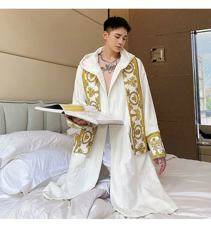 Herrenbademantel – mit Kapuze – aus Samt – Luxusbademantel – Bademantel mit Handtuch-Chaps Herrenmode