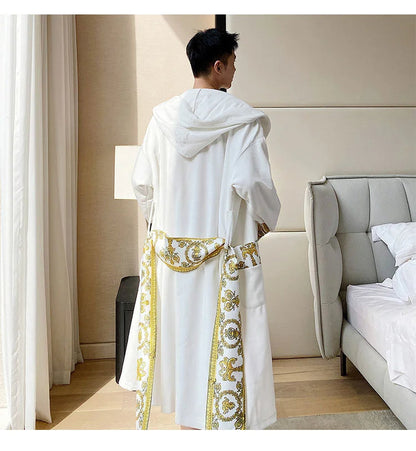 Herrenbademantel – mit Kapuze – aus Samt – Luxusbademantel – Bademantel mit Handtuch-Chaps Herrenmode