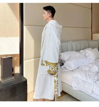 Herrenbademantel – mit Kapuze – aus Samt – Luxusbademantel – Bademantel mit Handtuch-Chaps Herrenmode
