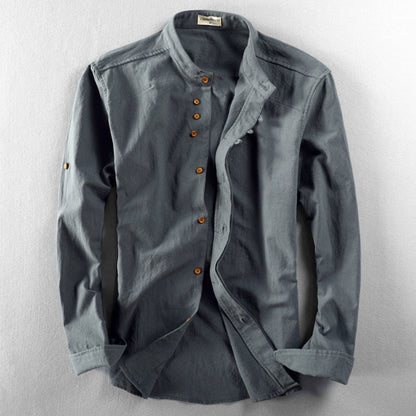 Herrenhemd – bequem – langärmlig – japanisches Hemd – Hemd mit Knöpfen-Granit-S-Chaps Herrenmode
