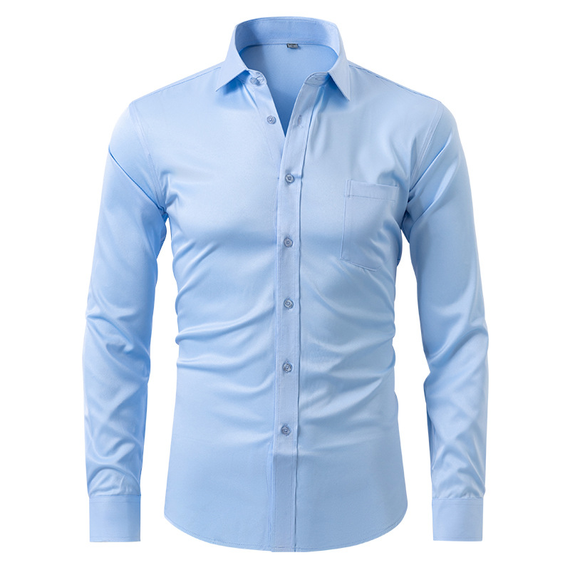 Herrenhemd, bügelfrei – knitterfrei – mit Knöpfen – Hemd – Oxford-Hemd-Himmelblau-S-Chaps Herrenmode