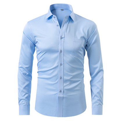 Herrenhemd, bügelfrei – knitterfrei – mit Knöpfen – Hemd – Oxford-Hemd-Himmelblau-S-Chaps Herrenmode