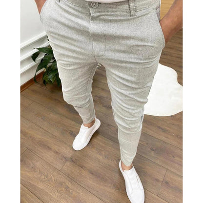 Herrenhosen - Baumwolle - Bequem - Modische Herrenhosen - Slim Fit Pants-Hellgrau-S-Chaps Herrenmode
