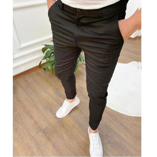 Herrenhosen - Baumwolle - Bequem - Modische Herrenhosen - Slim Fit Pants-Schwarz-S-Chaps Herrenmode