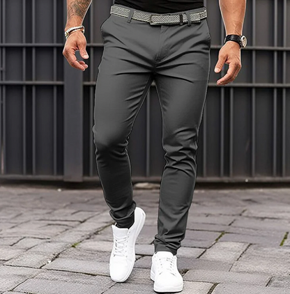 Herrenhosen | Bequem | Schlanke Passform | Stretchhosen | Chinos-Dunkelgrau-S-Chaps Herrenmode