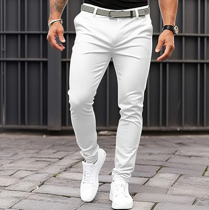 Herrenhosen | Bequem | Schlanke Passform | Stretchhosen | Chinos-Weiß-S-Chaps Herrenmode