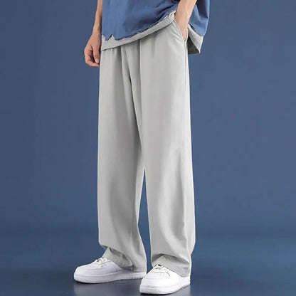 Herrenhosen | Casual | Loose Fit | Straight Leg Pants | Wide Leg Joggers-Grau-M-Chaps Herrenmode