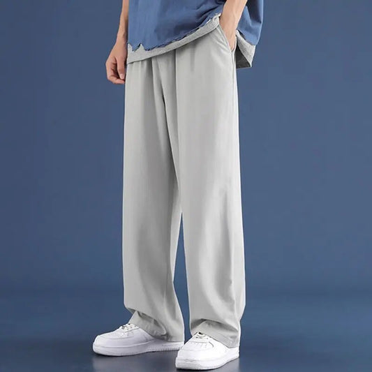 Herrenhosen | Casual | Loose Fit | Straight Leg Pants | Wide Leg Joggers-Grau-M-Chaps Herrenmode