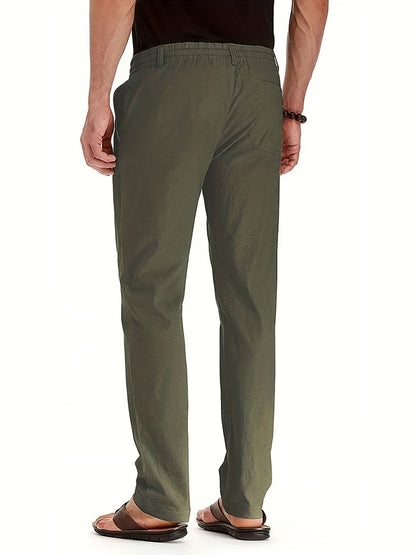 Herrenhosen | Elastische Taille | Baumwolle | Leinenhosen | Slim Fit Chinos-Chaps Herrenmode