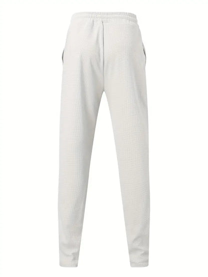 Herrenhosen - Elastischer Bund - Kordelzug - Slim Fit Jogger - Waffelhosen-Chaps Herrenmode
