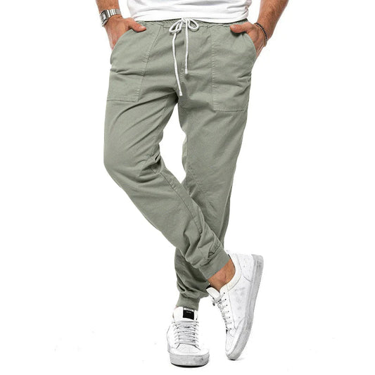 Herrenhosen | Kordelzug | Taschen | Jogger | Freizeithosen-Grün-XS-Chaps Herrenmode