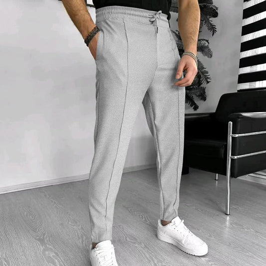 Herrenhosen - Lässige elastische Taille Stretch Slim Fit Sweatpants-Grau-M-Chaps Herrenmode