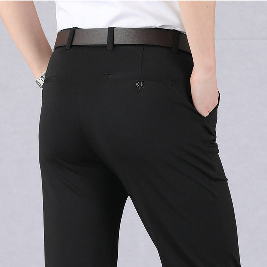 Herrenhosen – Smart Casual – Schmaler Schnitt – Stretchhosen – Anzughosen-Schwarz-29-Chaps Herrenmode