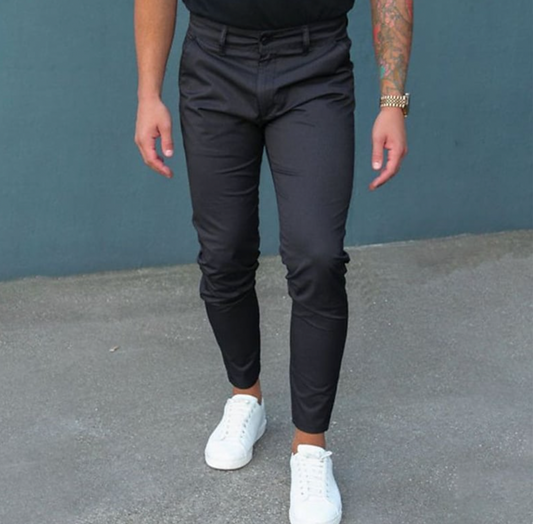 Herrenhosen - Stretch-Skinny Chino-Hose in schmaler Passform-Schwarz-XS-Chaps Herrenmode