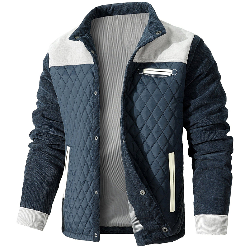 Herrenjacke - Button-Up - Herbst - Steppjacke - Winterjacke-Grau und Blau-M-Chaps Herrenmode