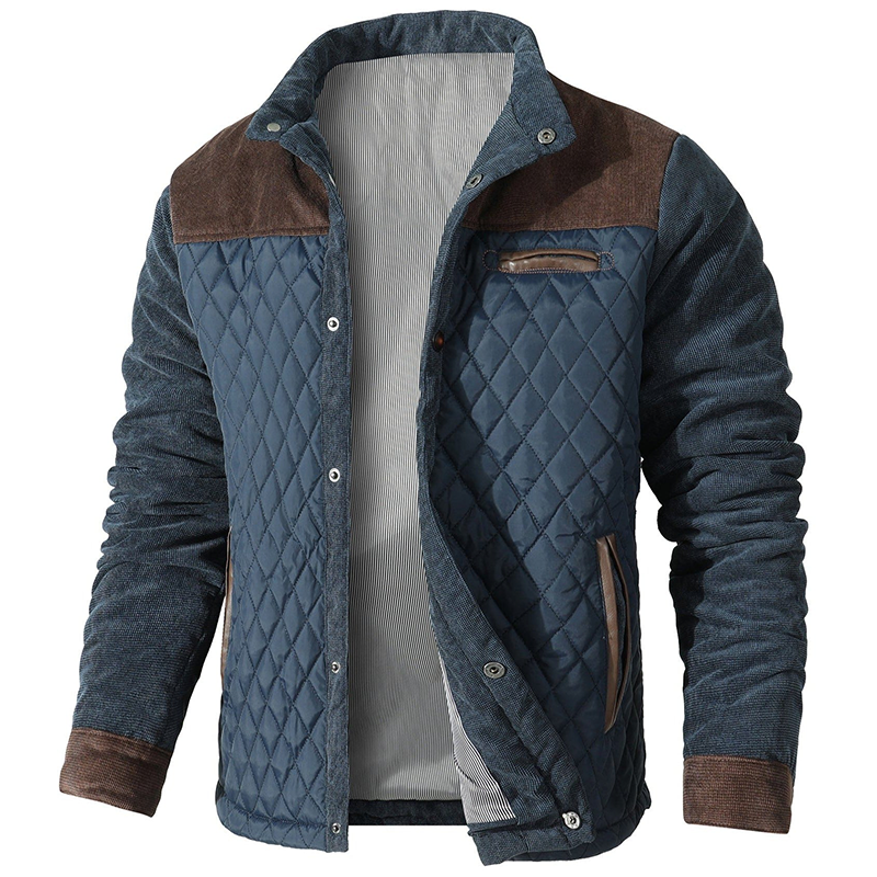 Herrenjacke - Button-Up - Herbst - Steppjacke - Winterjacke-Kaffee und Blau-M-Chaps Herrenmode