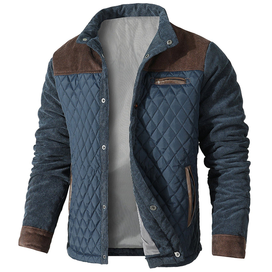 Herrenjacke - Button-Up - Herbst - Steppjacke - Winterjacke-Kaffee und Blau-M-Chaps Herrenmode