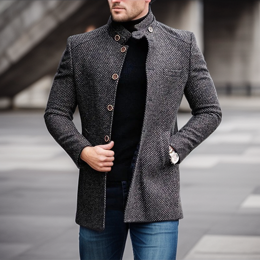 Herrenjacke | Button-Up | Mid Lenght | Herbstjacke | Winterjacke-Sterling Grau-M-Chaps Herrenmode