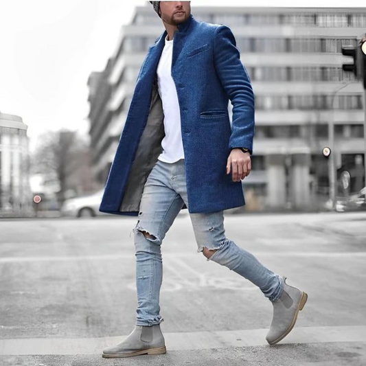 Herrenjacke | Button-Up | Stilvoll | Herbstjacke | Trenchcoat-Blau-S-Chaps Herrenmode