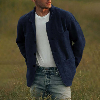 Herrenjacke – Einreihig – Taschen – Sommerjacke – Freizeitjacken für Herren-Blau-M-Chaps Herrenmode