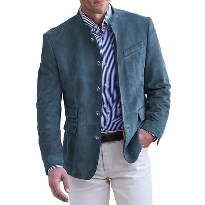 Herrenjacke – Klassische, Einreihige Herbstjacke mit Taschen-Blau-M-Chaps Herrenmode
