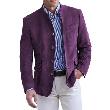 Herrenjacke – Klassische, Einreihige Herbstjacke mit Taschen-Lila-M-Chaps Herrenmode