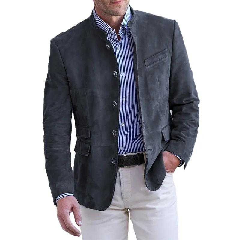 Herrenjacke – Klassische, Einreihige Herbstjacke mit Taschen-Marineblau-M-Chaps Herrenmode