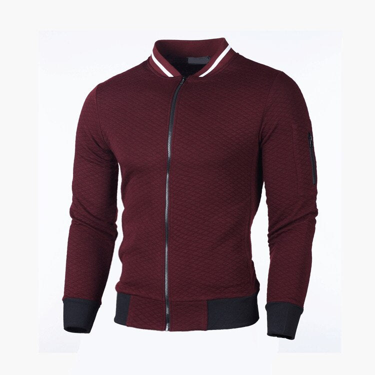 Herrenjacke – Langarm – Waffelmuster – Reißverschlusshemd – Reißverschluss-Sweatshirt-Rot-S-Chaps Herrenmode