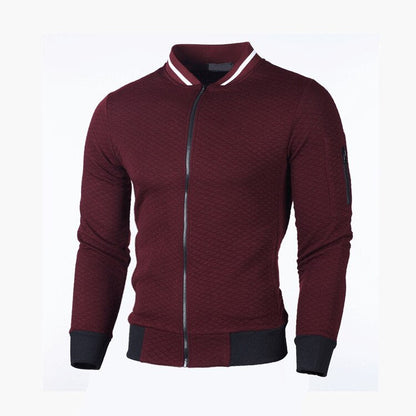 Herrenjacke – Langarm – Waffelmuster – Reißverschlusshemd – Reißverschluss-Sweatshirt-Rot-S-Chaps Herrenmode