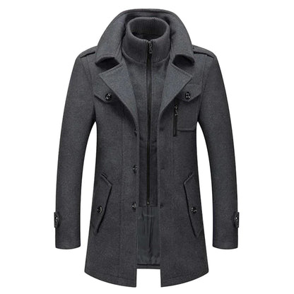 Herrenjacke – Reißverschluss – Einreihig – Wollmantel – Winterjacke-Grau-M-Chaps Herrenmode